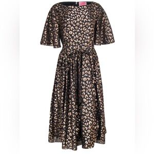 NWOT Kate Spade Graphic Leopard Midi Dress NYE party metallic NO BELT 14